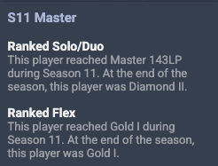league of legends rank screenshot: master, 143 LP, season 11 · ~top 700 NA early season
